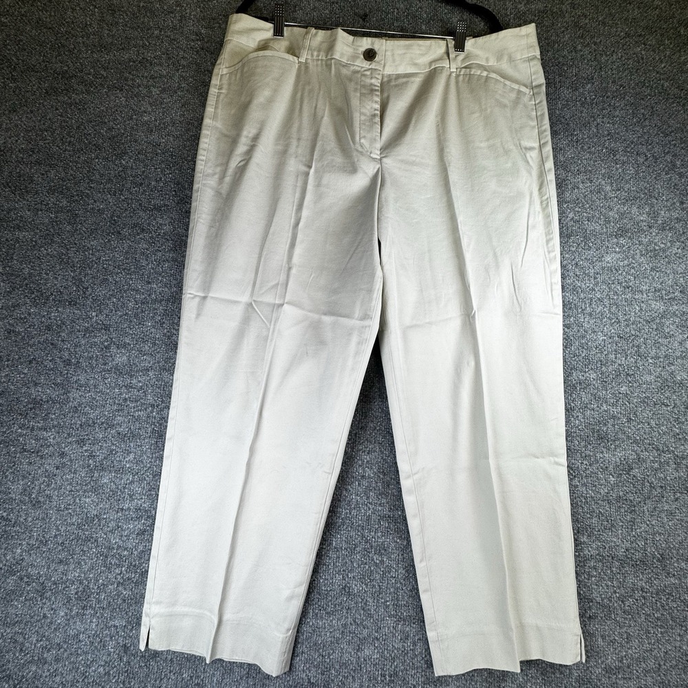 Talbots Woman Curvy The Perfect Crop Beige Chinos Womens Size 18 Stretch Comfort